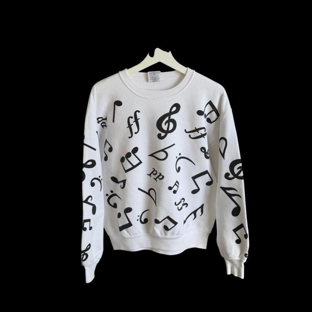 Music Notes Trebblecleff Sweatshirt Sz Medium White Music Teacher Music Love